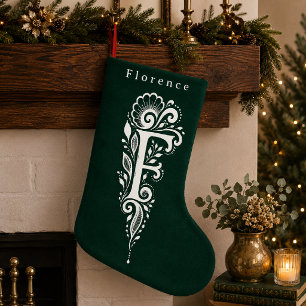Letter F Botanical Monogram Personalised Stocking