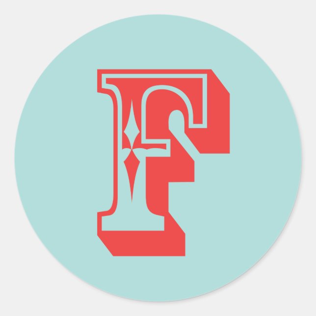 Letter F carnival style monogram initial favour Classic Round Sticker (Front)