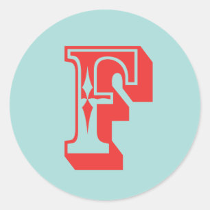 Letter F carnival style monogram initial favour Classic Round Sticker