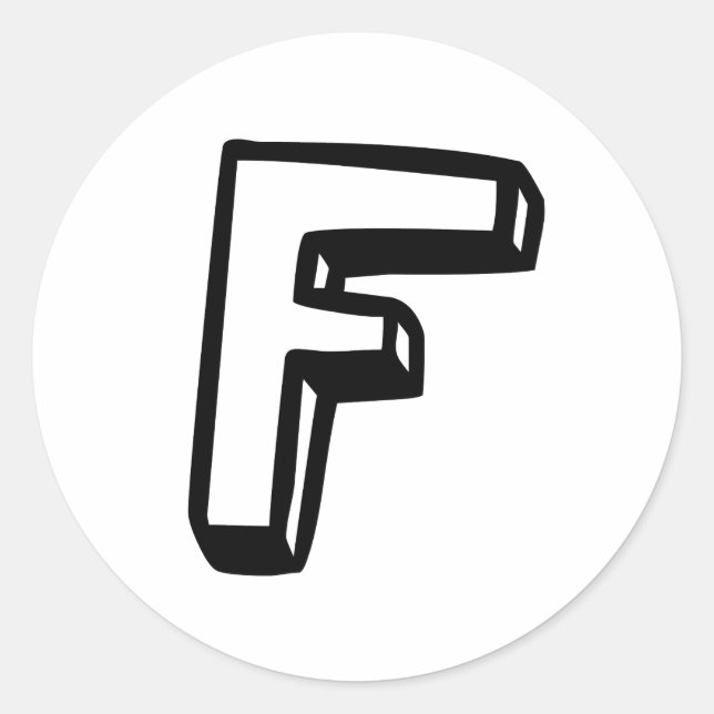 Letter F Classic Round Sticker (Front)