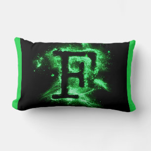 Letter F Green Capital Alphabet Lumbar Cushion