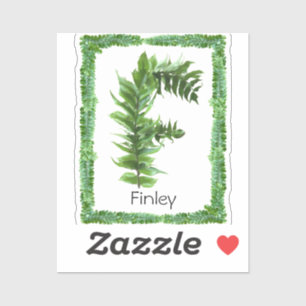 Letter F Initial Monogram Green Fern Botanical