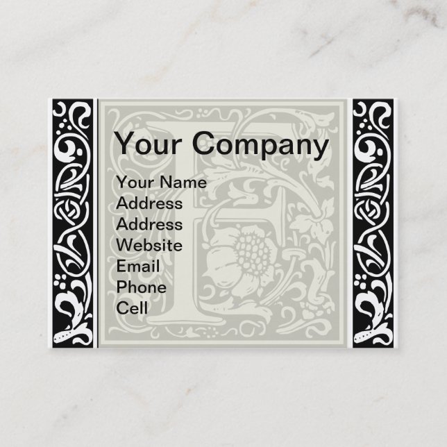 Letter F Mediaeval Monogram Art Nouveau Business Card (Front)