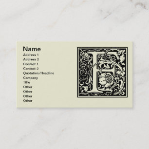 Letter F Mediaeval Monogram Art Nouveau Business Card