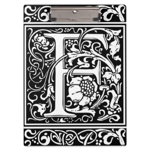 Letter F Mediaeval Monogram Art Nouveau Clipboard