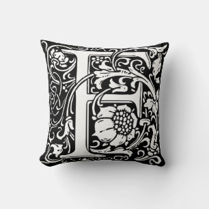 Letter F Mediaeval Monogram Art Nouveau Cushion