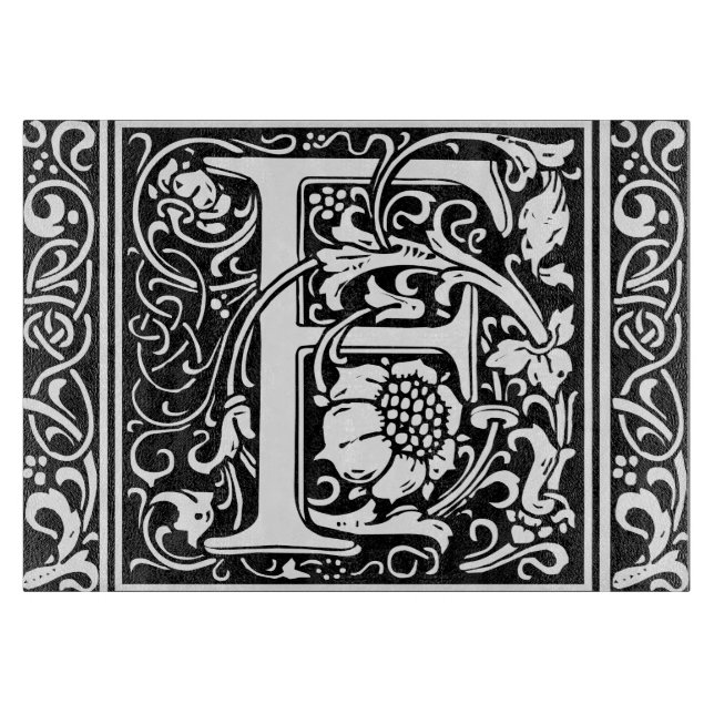Letter F Mediaeval Monogram Art Nouveau Cutting Board (Front)