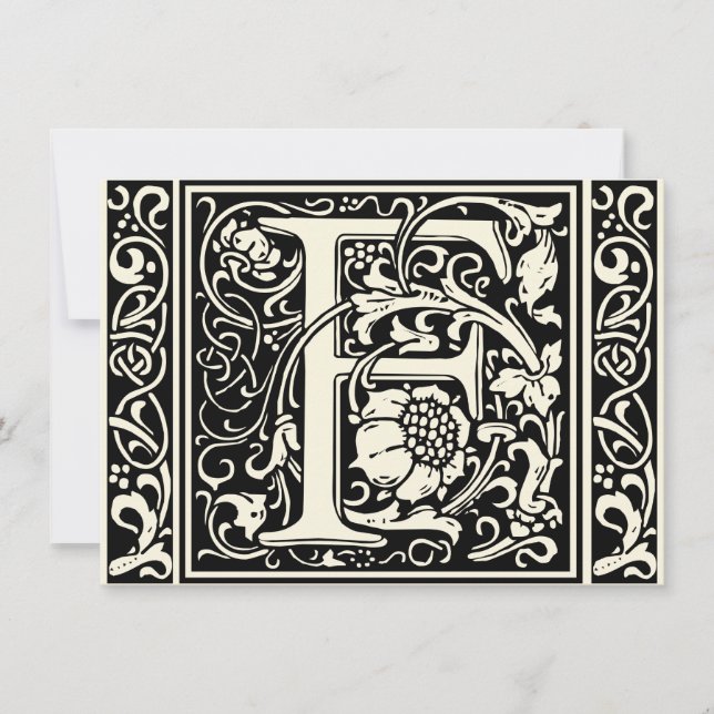 Letter F Mediaeval Monogram Art Nouveau Invitation (Front)