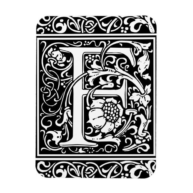 Letter F Mediaeval Monogram Art Nouveau Magnet (Vertical)