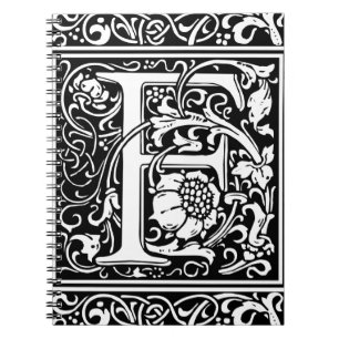 Letter F Mediaeval Monogram Art Nouveau Notebook