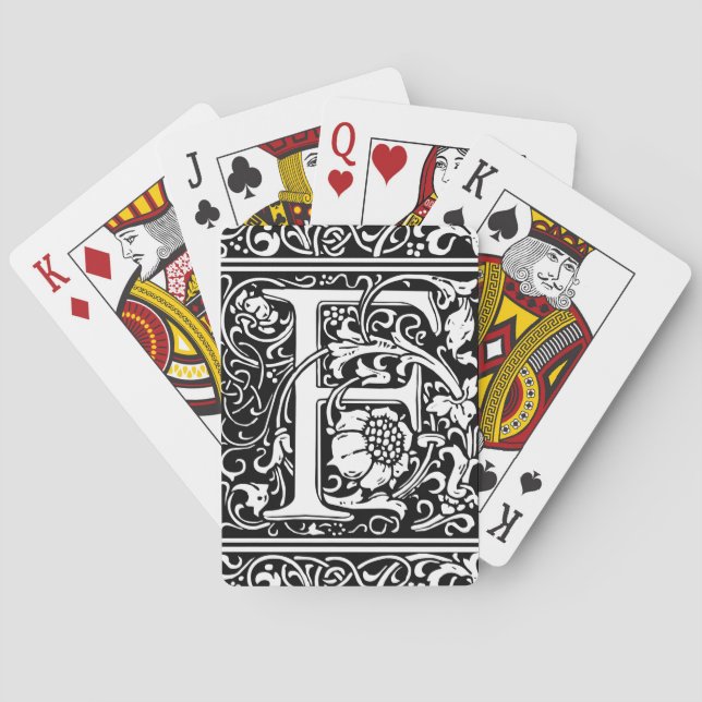 Letter F Mediaeval Monogram Art Nouveau Playing Cards (Back)