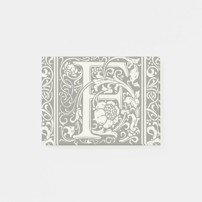 Letter F Mediaeval Monogram Art Nouveau Post-it Notes (Front)
