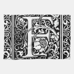 Letter F Mediaeval Monogram Art Nouveau Tea Towel
