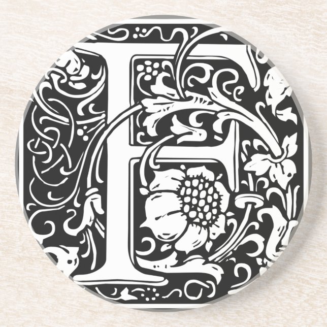 Letter F Medieval Monogram Art Nouveau Coaster (Front)