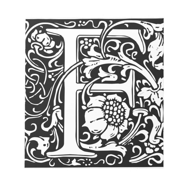 Letter F Medieval Monogram Art Nouveau Notepad (Front)