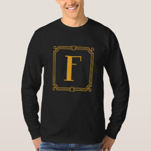 Letter F Monogram Alphabet F Initial Geometric Dec T-Shirt