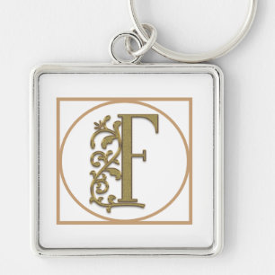 LETTER F MONOGRAM Beautiful Wedding New Home Gift Key Ring