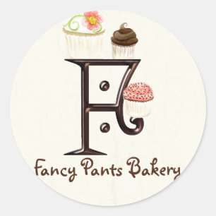 Letter F Monogram Cupcake Logo Business Stickers
