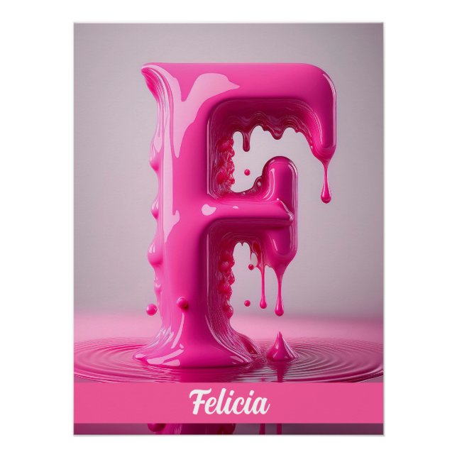 Letter F, Monogram F - Customizable Name Poster  (Front)