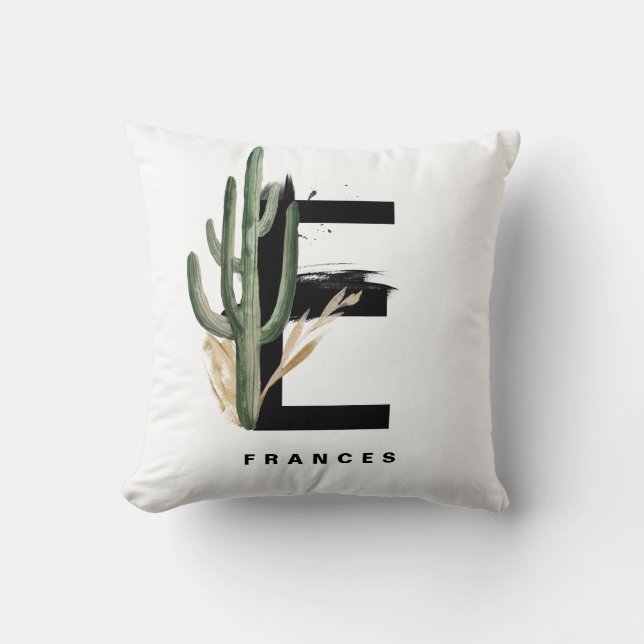 Letter F Monogram | Tropical Monstera Personalised Cushion (Front)