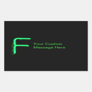 Letter "F" Neon Light Monogram Rectangular Sticker