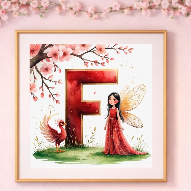 Letter F Phoenix Bird Fairy Poster Mythical Art (Creator Uploaded)