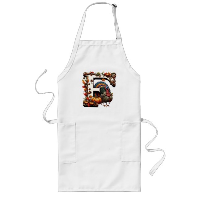 Letter f Thanksgiving gift style  Long Apron (Front)