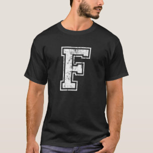 Letter F Uppercase Alphabet Initial School College T-Shirt