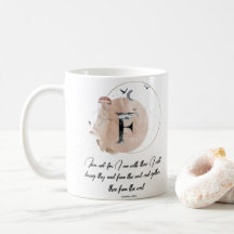 Letter F, watercolor bible quote mug