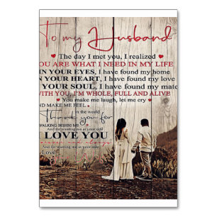 Letter For Him Cool To My Husband Gift Table Number