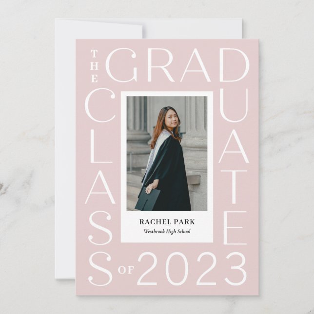 Letter Frame Editable Colour Graduation Invitation (Front)