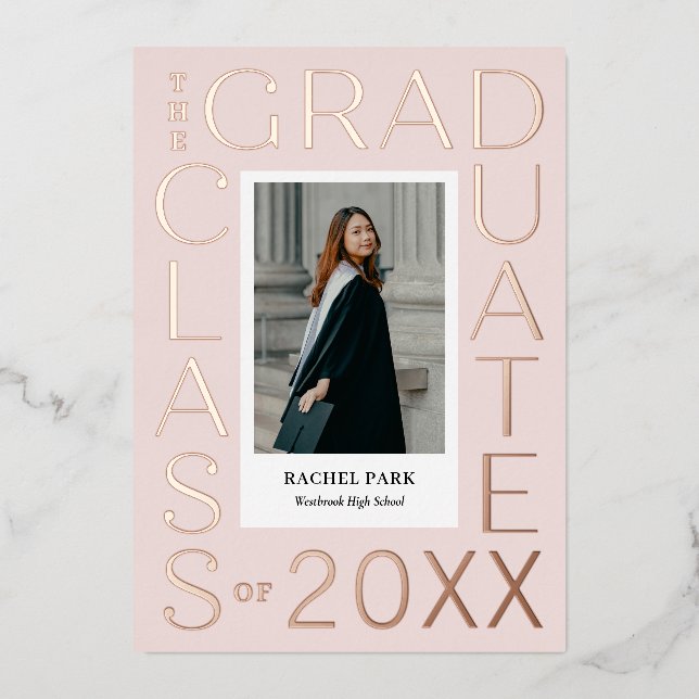 Letter Frame Foil Graduation Announcement Invite (Front)