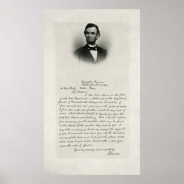 LETTER from ABRAHAM LINCOLN to CIVIL WAR MOTHER Poster (Front)