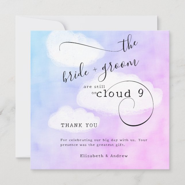 Letter from Cloud 9 Humourous Casual Wedding Showe Thank You Card (Front)