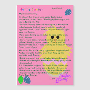 Letter from Easter Bunny Pink Yellow Chick Egg
