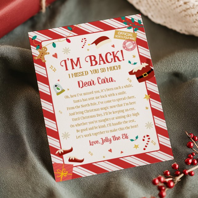 Letter from Elf Christmas Arrival Letter Card (Christmas Letter from Elf Arrival Letter Card)