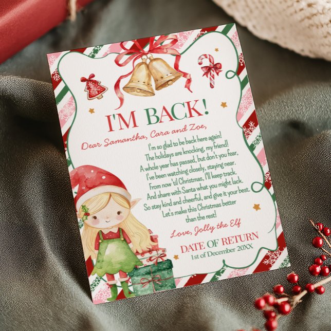 Letter from Elf Christmas Girl Letter Card (Letter from Elf Christmas Blonde Hair Fair Girl Letter Card )