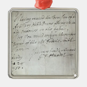 Letter from George Frederick Handel Metal Tree Decoration