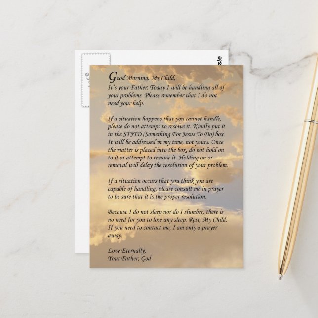 Letter From God Postcard (Front/Back In Situ)
