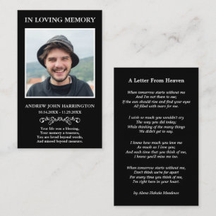 Letter From Heaven Photo Funeral Card
