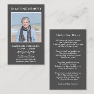 Letter From Heaven Photo Funeral Card