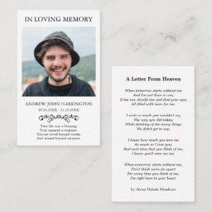 Letter From Heaven Photo Funeral Card