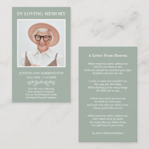 Letter From Heaven Photo Funeral Card