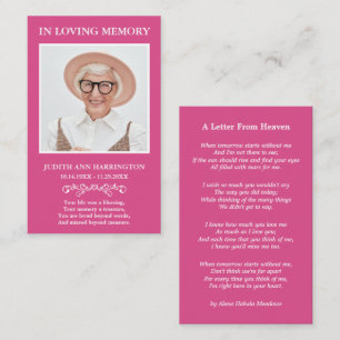 Letter From Heaven Photo Funeral Card