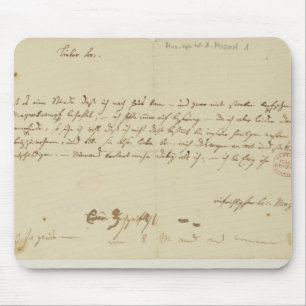 Letter from Mozart to a freemason, January 1786 Mouse Pad