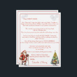 Letter from Santa Claus<br><div class="desc">Christmas letter from Santa Claus to your child. Add your child's name, address and toy request. Cute Santa Claus fully dressed in his traditional red suit, pack on his back and holding a walking stick. A pretty brightly lit Christmas tree is in one corner. The reverse has 3 little Elves...</div>
