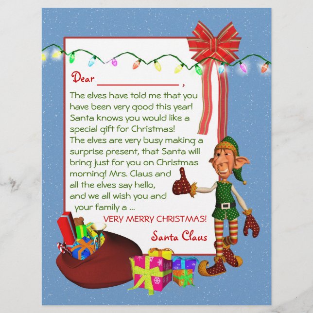 Letter from Santa  - Elf and toys Letterhead (Front)