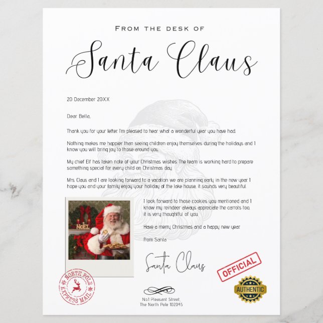 Letter from Santa Personalised Christmas Fun (Front)