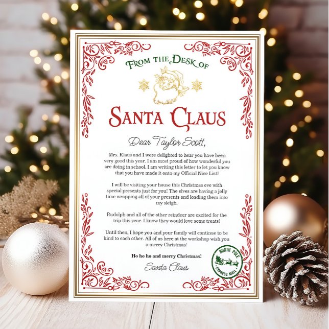 Letter from Santa, Santa letter for kids (Letter from Santa)