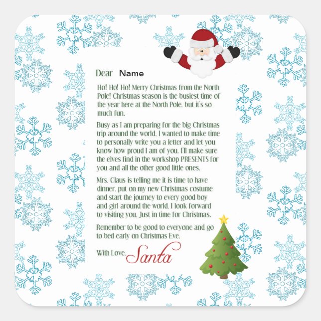Letter from Santa Square Sticker (Front)